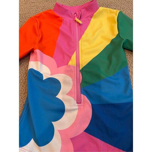 MINI BODEN Kids' Short-sleeved Swimsuit Multi Daisy Cloud Girls Boden 7/8y - Picture 2 of 3